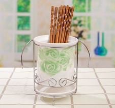 紅牡丹 骨瓷筷子筒套裝 創意廚房用品陶瓷器韓國帶蓋瀝水筷籠包郵