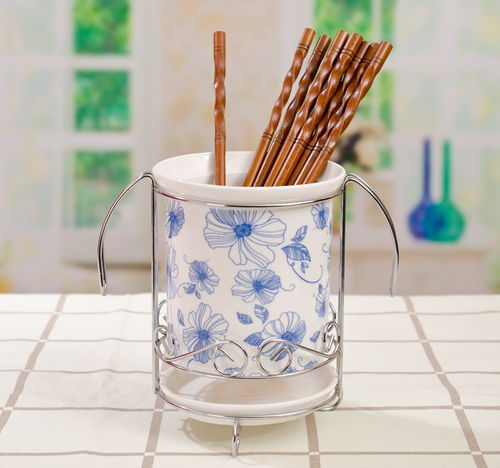 紅牡丹 骨瓷筷子筒套裝 創(chuàng)意廚房用品陶瓷器韓國帶蓋瀝水筷籠包郵